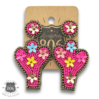 Seed bead cactus earring - LC