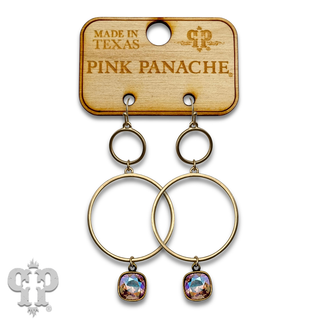 Matte finish double circle earring with crystals from Swarovski®- LC