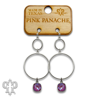 Matte finish double circle earring with crystals from Swarovski®- LC