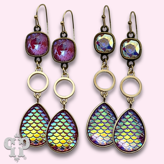 Iridescent rainbow teardrop earring with with crystals from Swarovski®- LC
