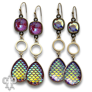 Iridescent rainbow teardrop earring with with crystals from Swarovski®- LC