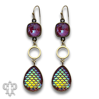 Iridescent rainbow teardrop earring with with crystals from Swarovski®- LC