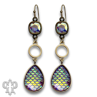 Iridescent rainbow teardrop earring with with crystals from Swarovski®- LC