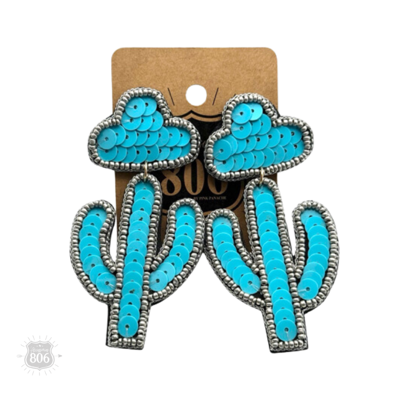 Cactus and sombrero sequin earring