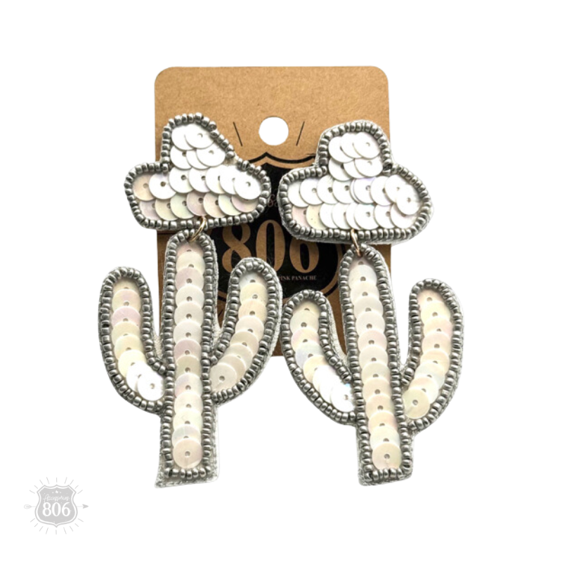 Cactus and sombrero sequin earring