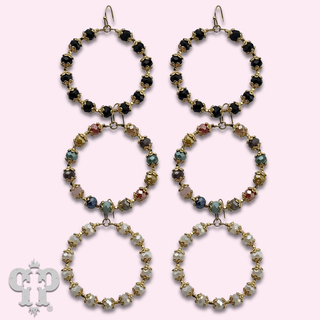 Faceted bead capped circle earring - LC