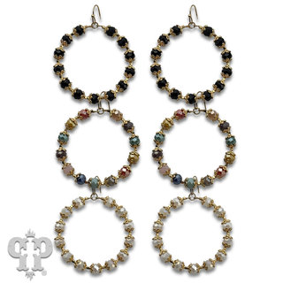 Faceted bead capped circle earring - LC