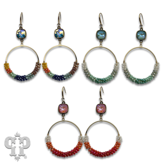 Woven seed bead circle earring with crystals from Swarovski®- LC