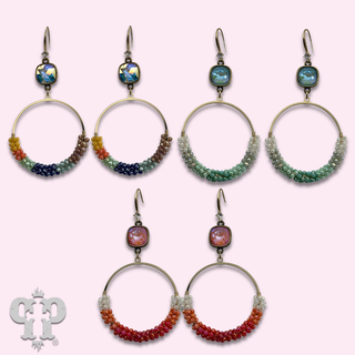 Woven seed bead circle earring with crystals from Swarovski®- LC