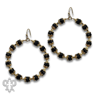 Faceted bead capped circle earring - LC