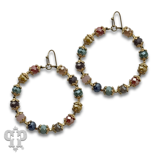 Faceted bead capped circle earring - LC