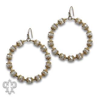 Faceted bead capped circle earring - LC