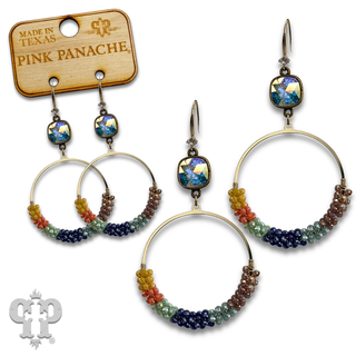 Woven seed bead circle earring with crystals from Swarovski®- LC