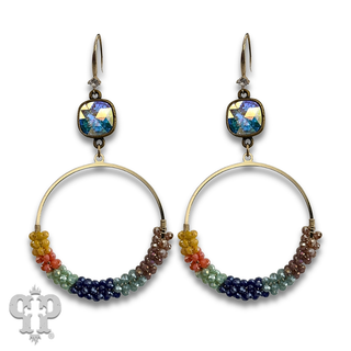 Woven seed bead circle earring with crystals from Swarovski®- LC