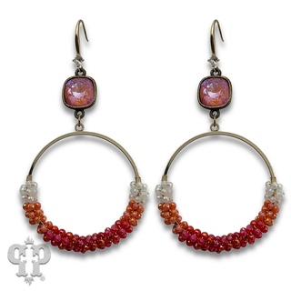 Woven seed bead circle earring with crystals from Swarovski®- LC