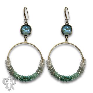 Woven seed bead circle earring with crystals from Swarovski®- LC