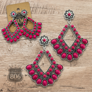 Southwest diamond shape stone earring