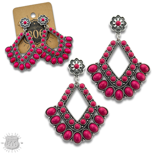 Southwest diamond shape stone earring