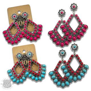 Southwest diamond shape stone earring