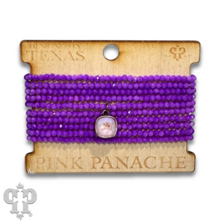 Faceted small bead bracelet set with Austrian crystal