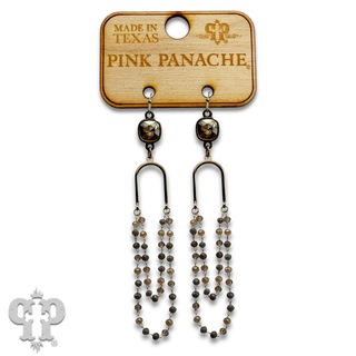 Linked bead mix and gold arch earring with crystals from Swarovski®