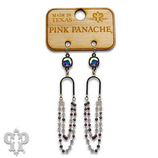 Linked bead mix and gold arch earring with crystals from Swarovski®