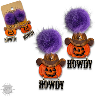 Howdy pumpkin earring