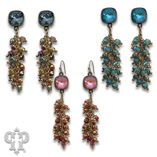 Cluster bead fringe earring with crystals from Swarovski®- LC