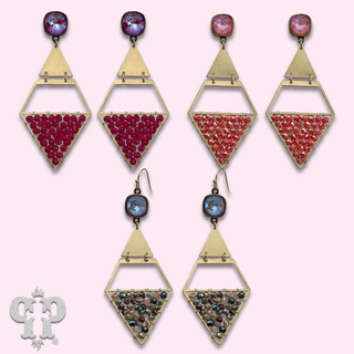 Diamond teardrop earring with woven beads with crystals from Swarovski®- LC
