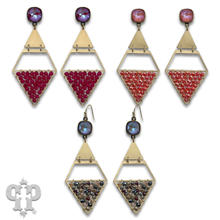 Diamond teardrop earring with woven beads with crystals from Swarovski®- LC