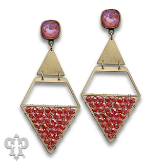 Diamond teardrop earring with woven beads with crystals from Swarovski®- LC