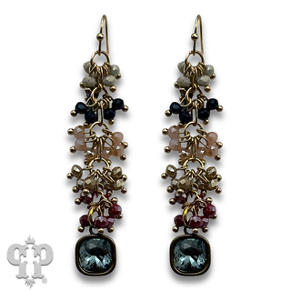 Bead cluster waterfall earring with crystals from Swarovski®