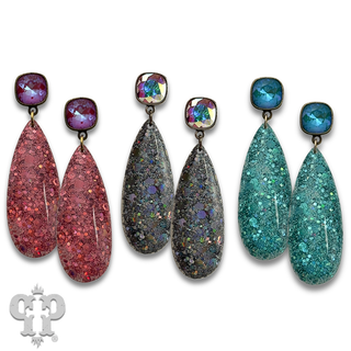 Glitter acrylic teardrop earringwith crystals from Swarovski®- LC