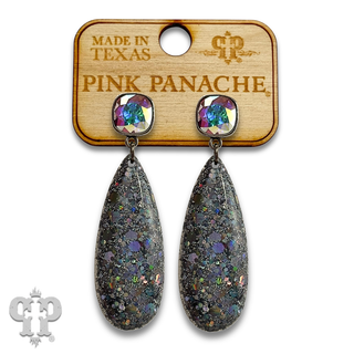 Glitter acrylic teardrop earringwith crystals from Swarovski®- LC