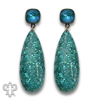 Glitter acrylic teardrop earringwith crystals from Swarovski®- LC