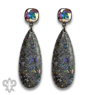 Glitter acrylic teardrop earringwith crystals from Swarovski®- LC