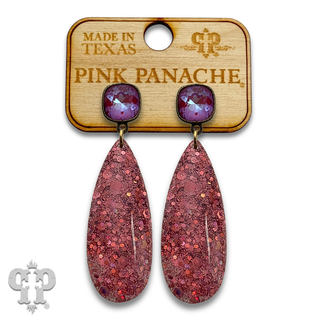 Glitter acrylic teardrop earringwith crystals from Swarovski®- LC