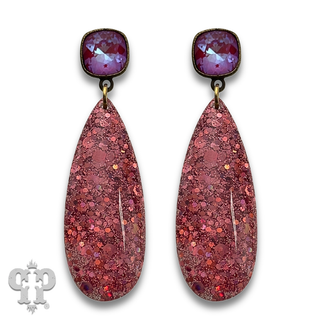 Glitter acrylic teardrop earringwith crystals from Swarovski®- LC
