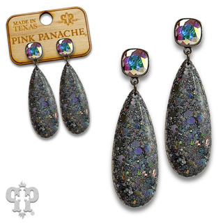Glitter acrylic teardrop earringwith crystals from Swarovski®- LC