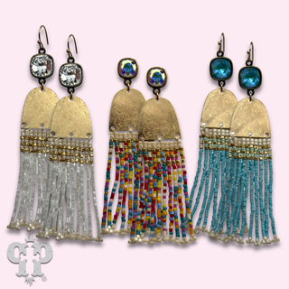 Fringe seed bead earring with crystals from Swarovski®