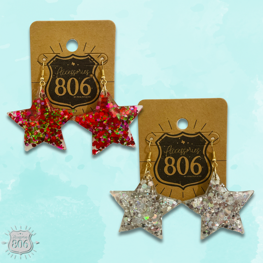 Glitter star earring