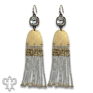 Fringe seed bead earring with crystals from Swarovski®