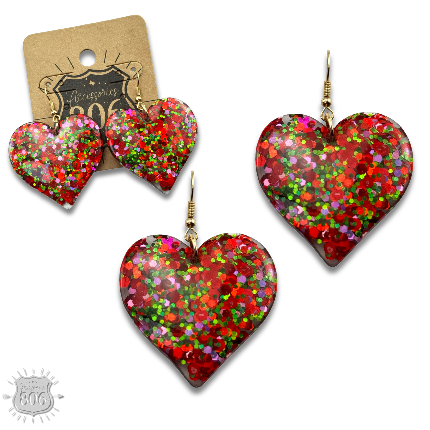 Acrylic glitter heart earring