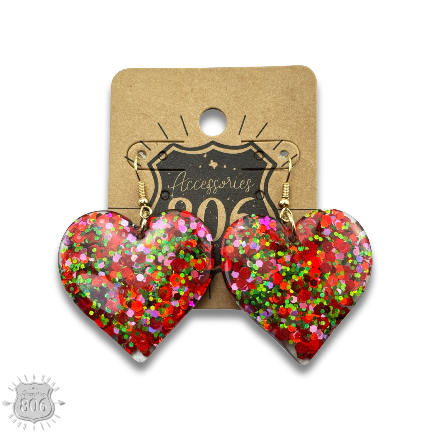 Acrylic glitter heart earring