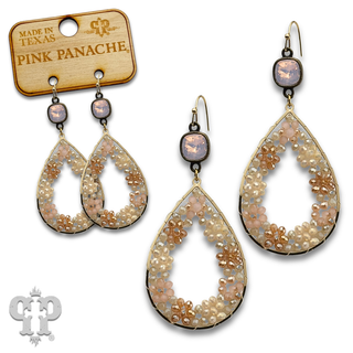 Seed bead flowers in a teardrop earring with crystals from Swarovski®- LC