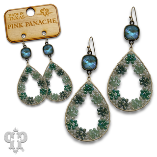 Seed bead flowers in a teardrop earring with crystals from Swarovski®- LC