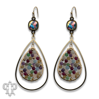 Bead filled double teardrop earring with crystals from Swarovski®- LC