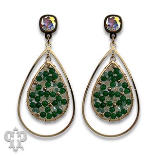 Bead filled double teardrop earring with crystals from Swarovski®- LC