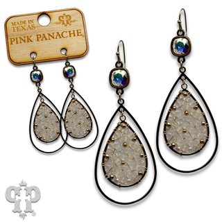 Bead filled double teardrop earring with crystals from Swarovski®- LC