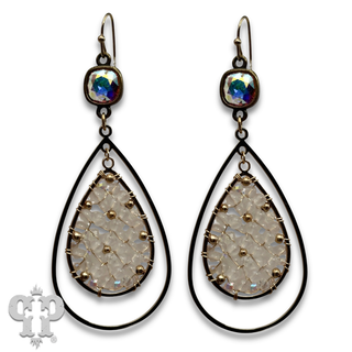 Bead filled double teardrop earring with crystals from Swarovski®- LC